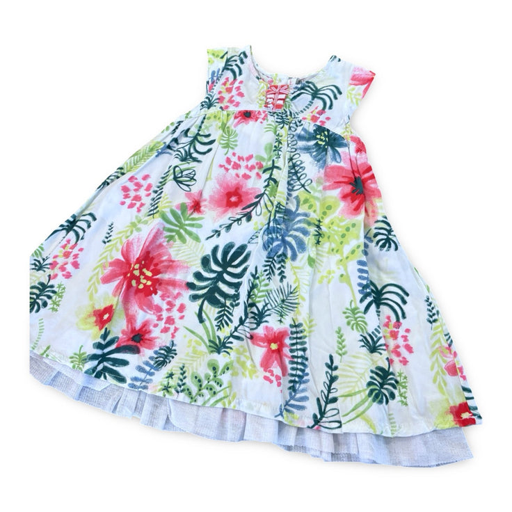 Size 4 Deux par deux pink and green tropical floral tank dress Default Title / 4 / Girl