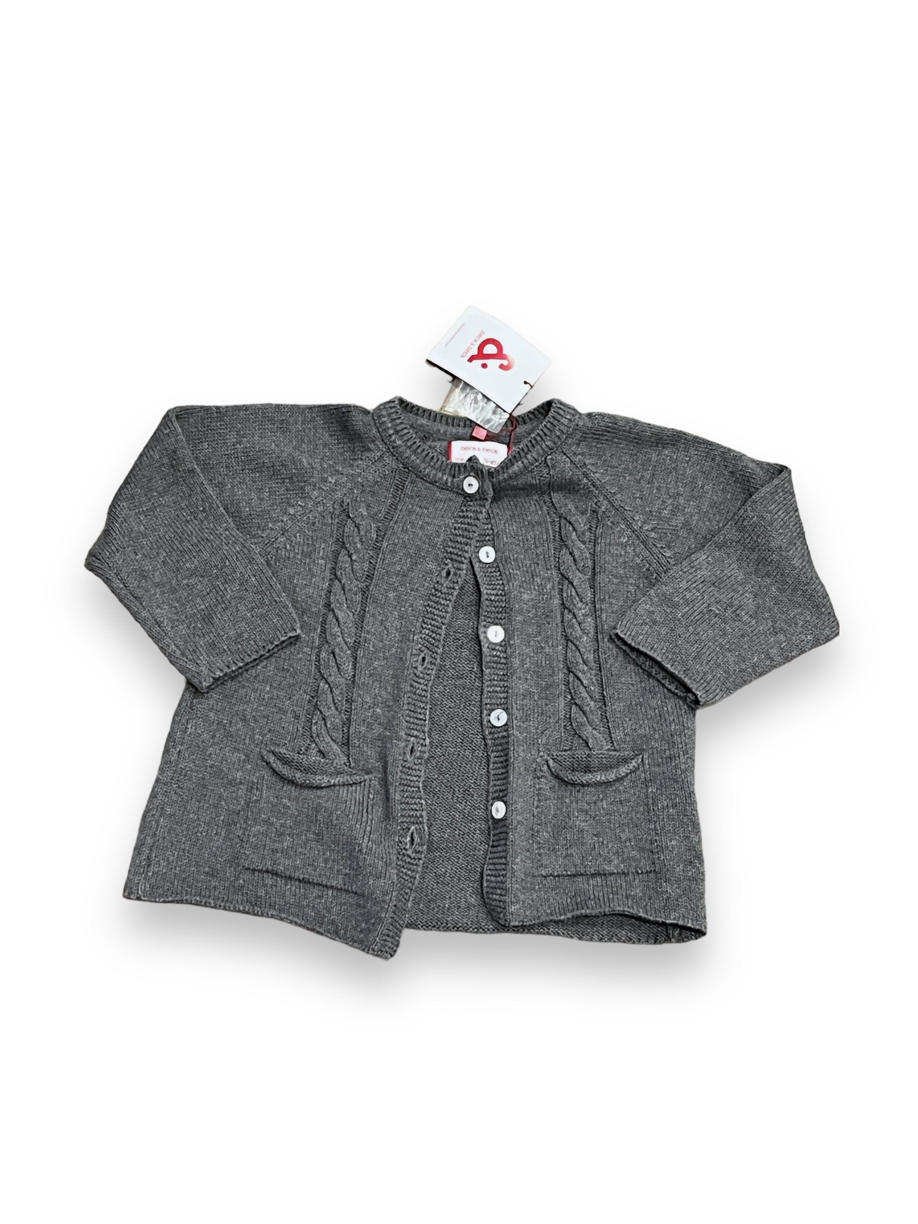 Size 18-24 month Neck & Neck grey cable knit cardigan, NWT Default Title / 18-24 month / Girl