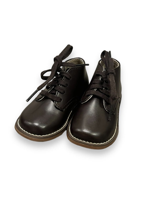 Size 4 Toddler Footmates dark brown leather lace up ankle boots Default Title / 4 / -