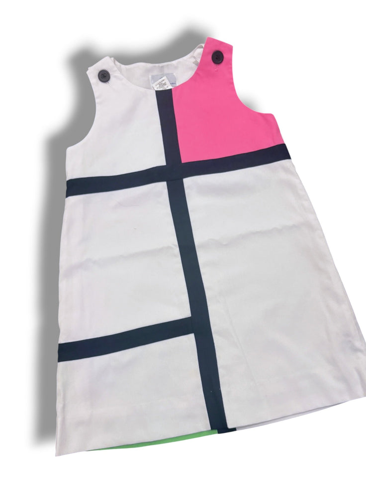 Size 5 Florence Eiseman white dress with pink/green blocks Default Title / 5 / Girl