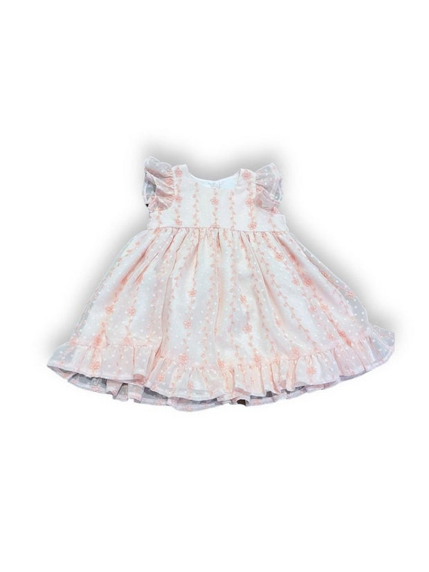 Size 18 month Pippa and Julie white floral and swiss dot dress Default Title / 18 month / Girl