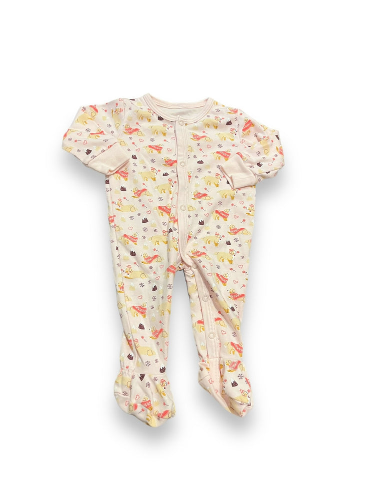 Size 0-3 month Ro's Garden light pink dog footie Default Title / 0-3 month / Girl