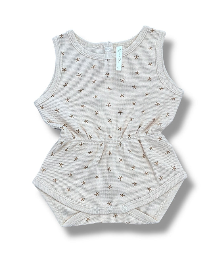 Size 0-3 month Rylee and Cru ecru waffle romper with starfish Default Title / 0-3 month / Girl