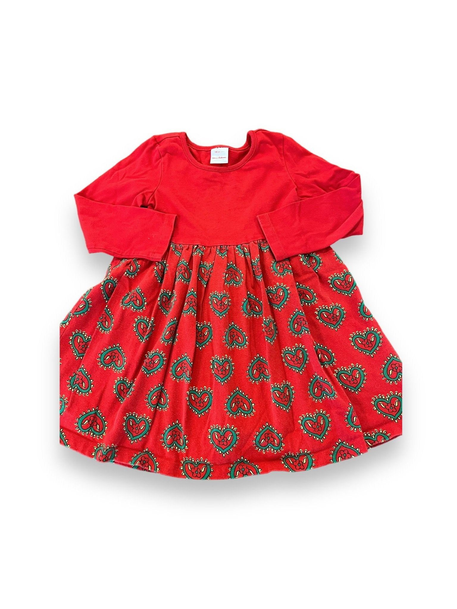 Size 4 Hanna Andersson red swing dress with flower hearts Default Title / 4 / Girl