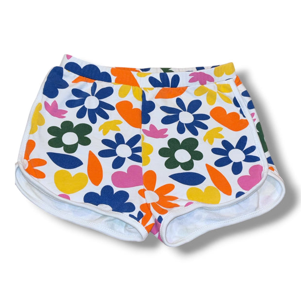 Size 6-7 Hanna Andersson white knit shorts w/ bright colored large flowers Default Title / 7-Jun / Girl