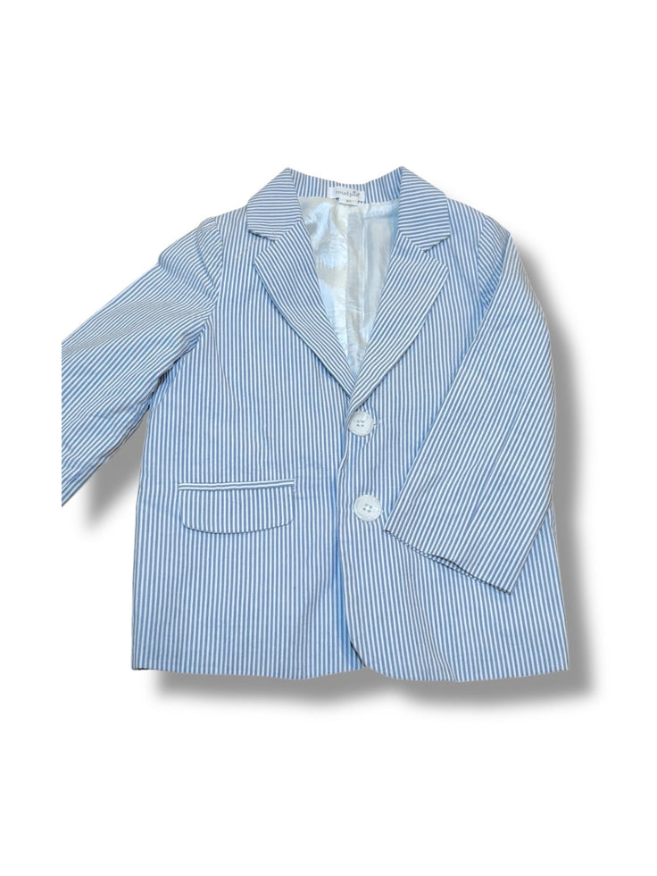 Size 5T Mudpie light blue/white seersucker blazer Default Title / 5 / Boy