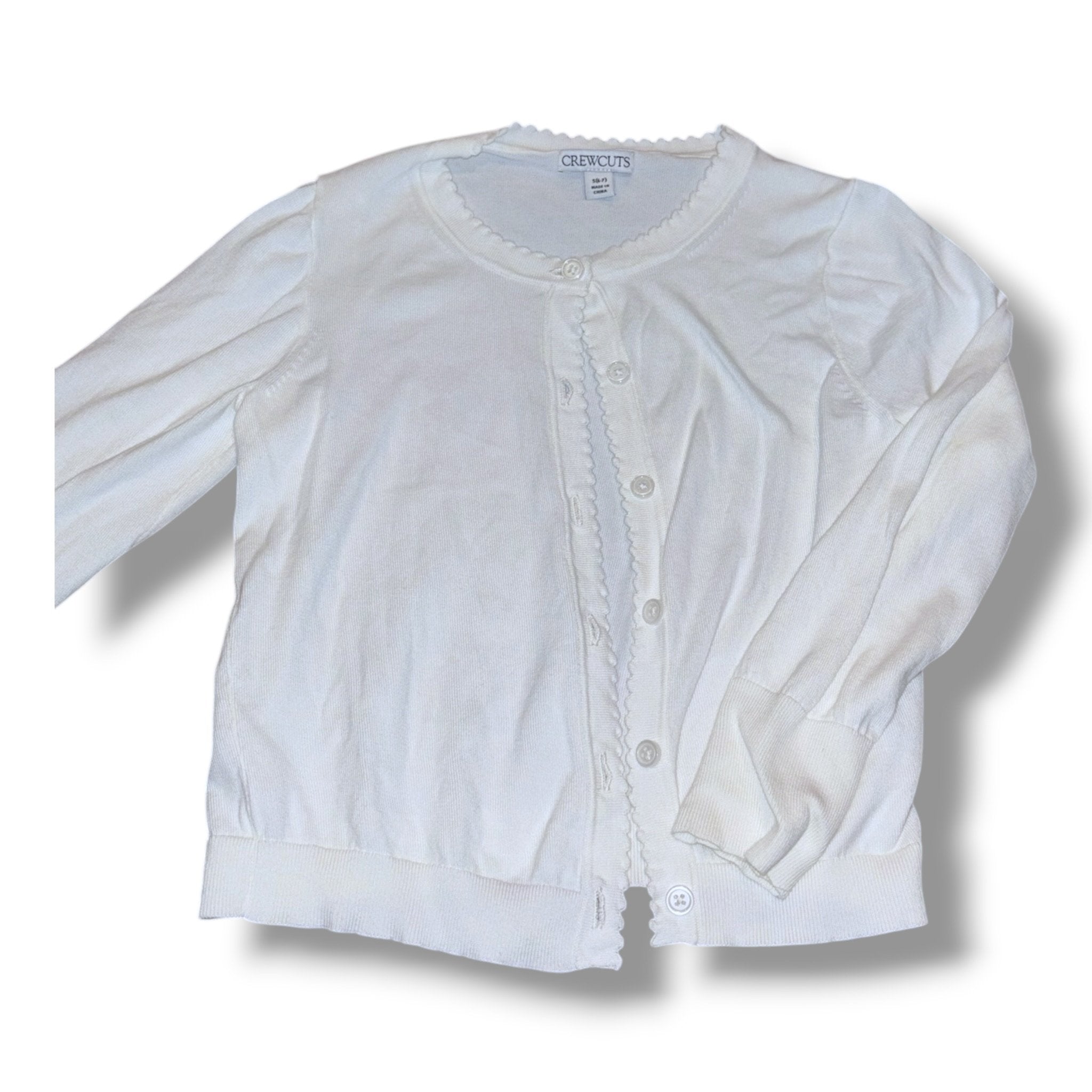 Size 6-7 Crewcuts off-white cardigan w/ scalloped edge Default Title / 7-Jun / Girl