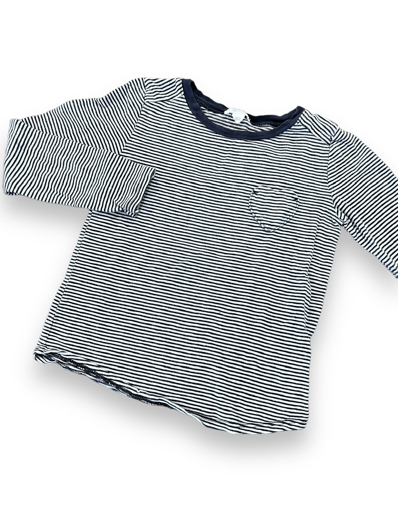 Size 4-5 Crewcuts navy and white long sleeve shirt with heart pocket Default Title / 5-Apr / Girl