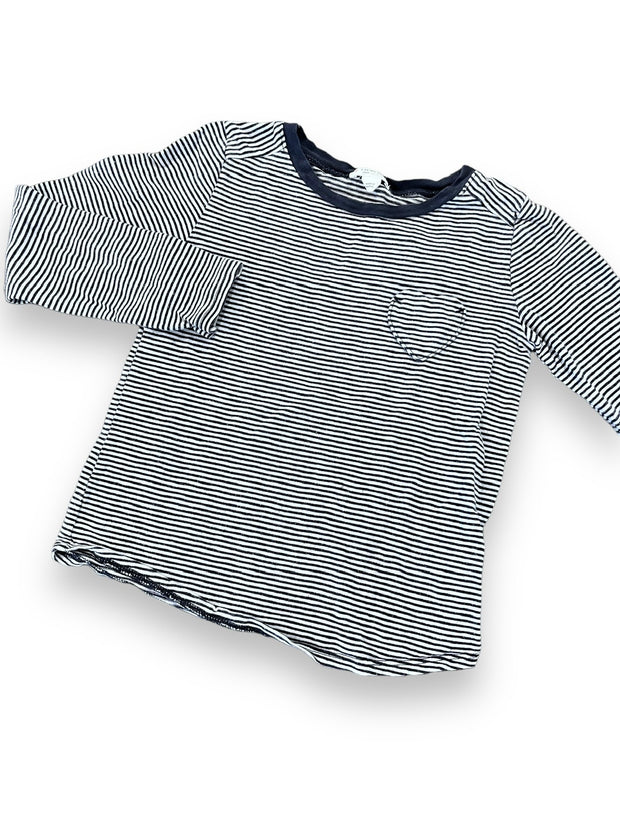 Size 4-5 Crewcuts navy and white long sleeve shirt with heart pocket Default Title / 5-Apr / Girl