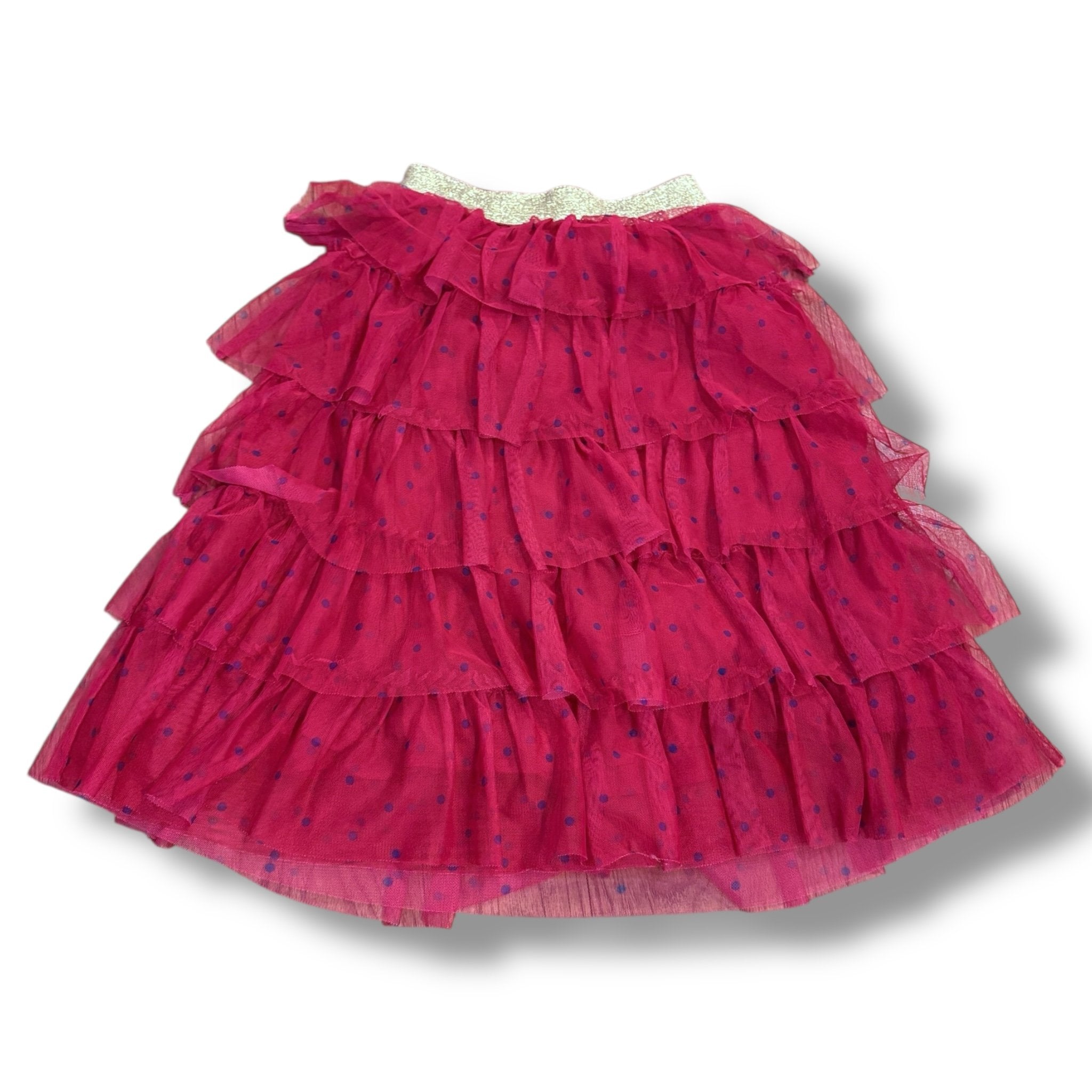 Size 7-8 Boden burgundy tulle skirt with navy polka dots Default Title / 8-Jul / Girl