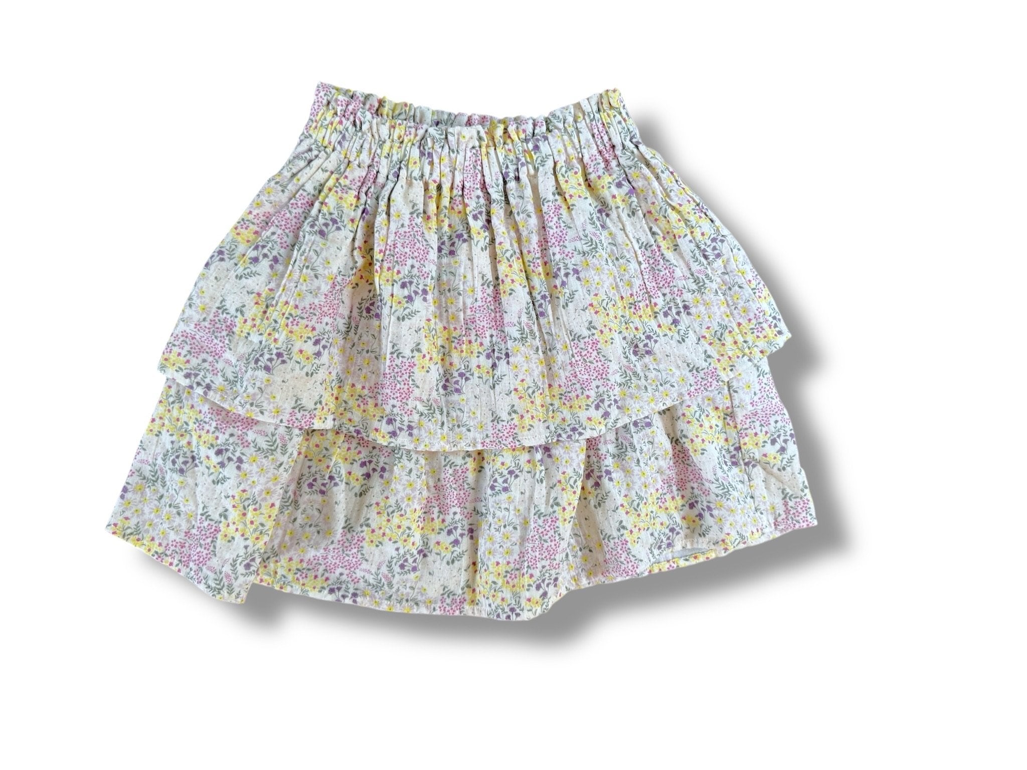 Size 10 Bon Bon cream ruffle skirt with purple and yellow flowers Default Title / 10 / Girl