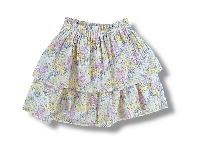 Size 10 Bon Bon cream ruffle skirt with purple and yellow flowers Default Title / 10 / Girl