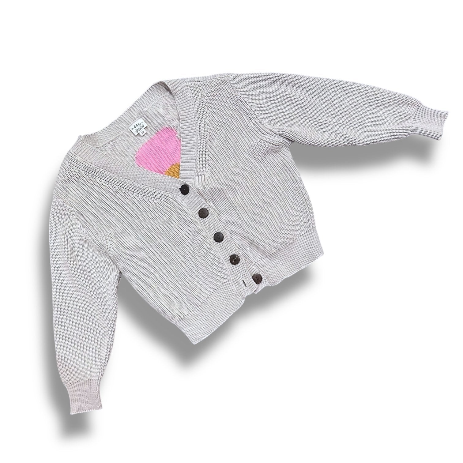 Size 10 Feather for arrow tan cardigan with pink flower on back Default Title / 10 / Girl