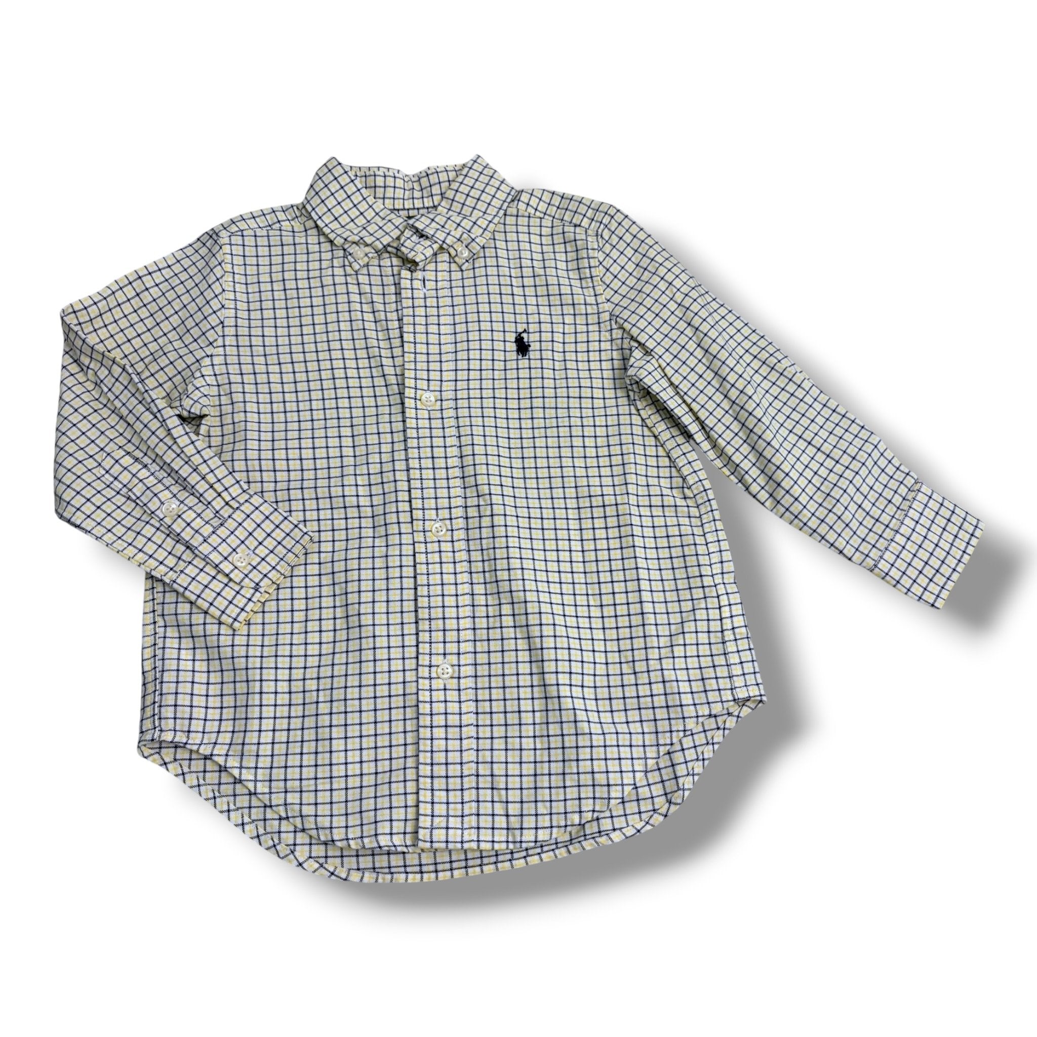 Size 3 Ralph Lauren yellow/white/navy plaid button down - NWT Default Title / 3 / Boy