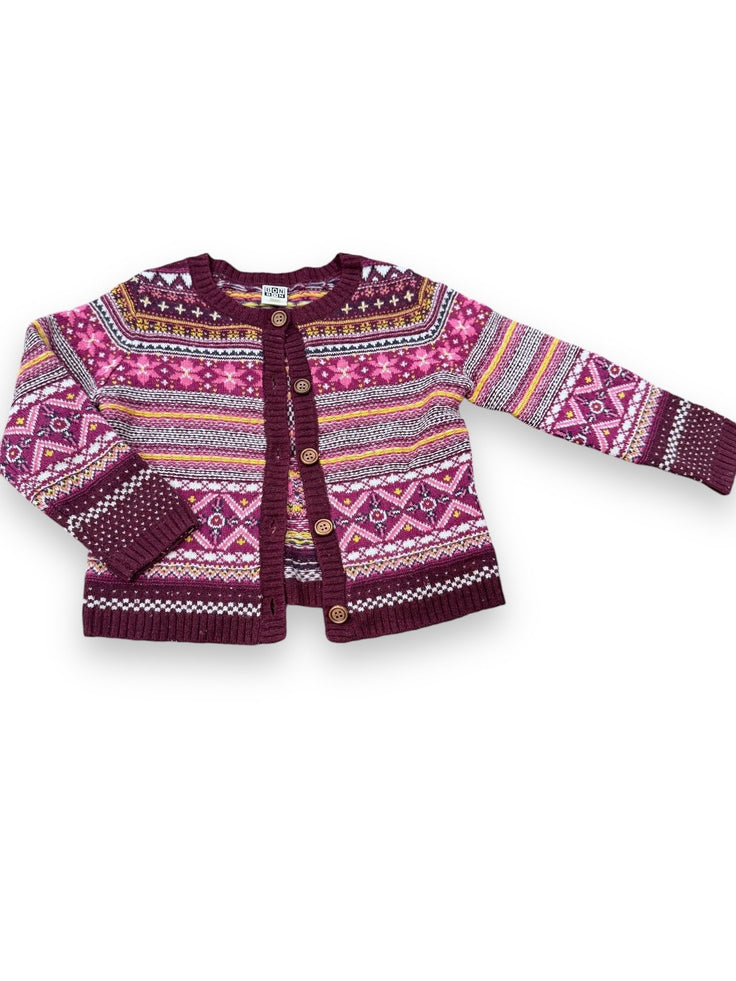 size 6 Bon Bon knit sweater in purple with pink flowers and yellow thru out Default Title / 6 / Girl