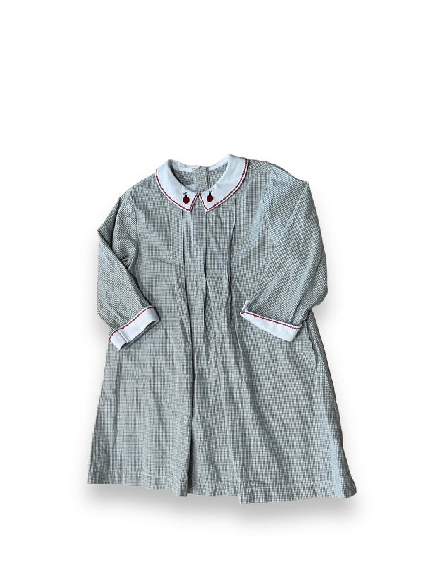 Size 6 Pixie lily gray/white gingham dress with ladybug collar Default Title / 6 / Girl