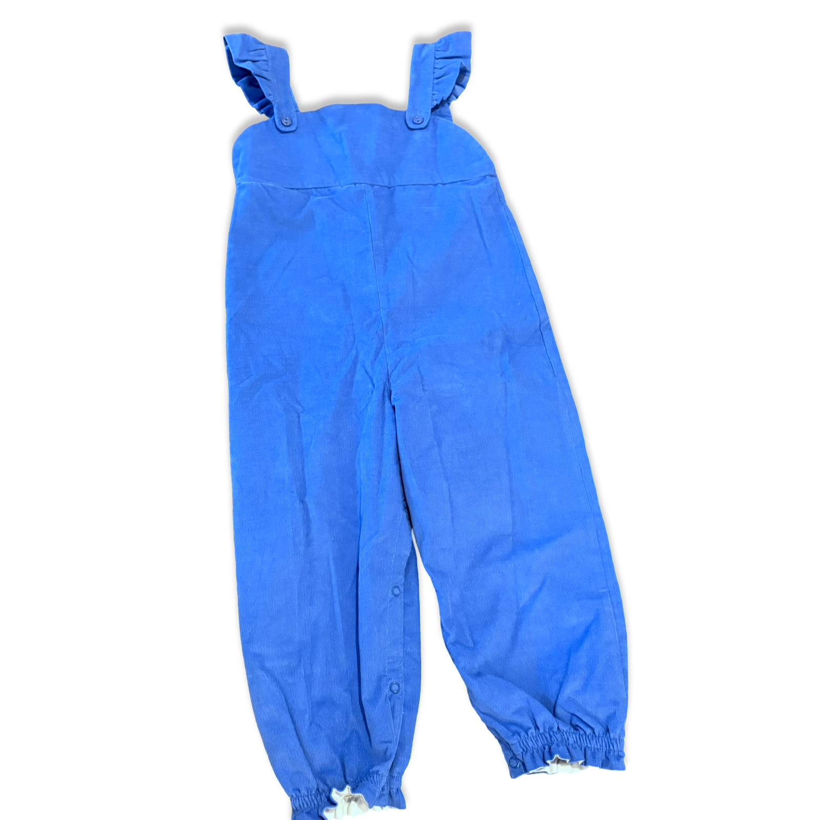Size 4 TBBC blue corduroy jumper with ruffle straps Default Title / 4 / Girl