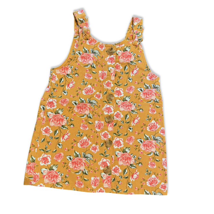 Size 4 Off Brand mustard floral jumper with buttons down the middle Default Title / 4 / Girl