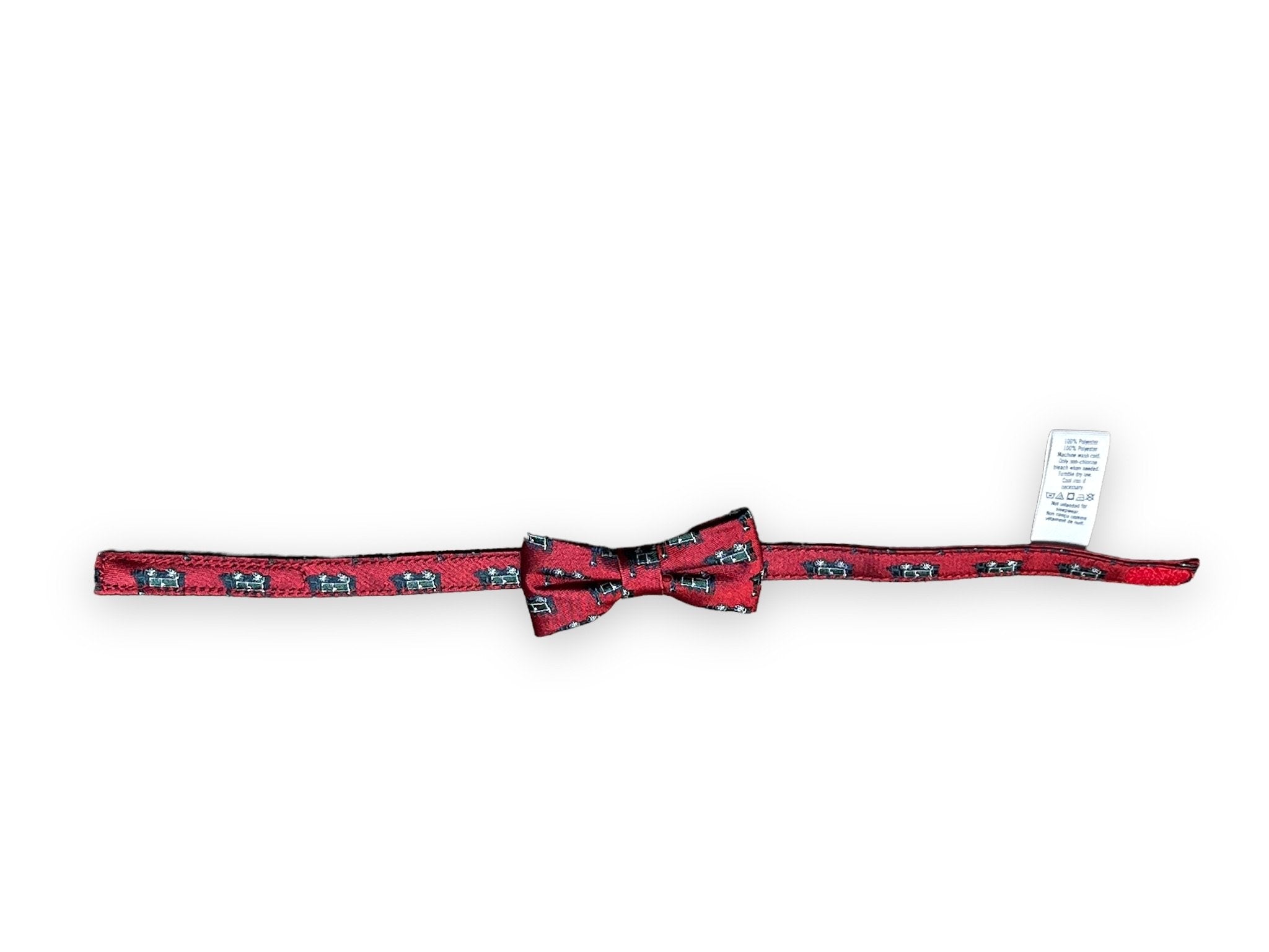 Size 0-3 Janie and Jack red bowtie with navy/green trains Default Title / 0-3 month / Boy