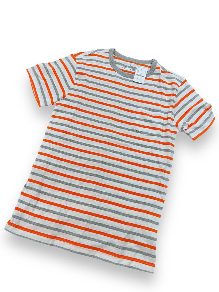 Size 12-14 Crewcuts white/orange/grey short sleeve stripe tee, NWT Default Title / 14-Dec / Boy