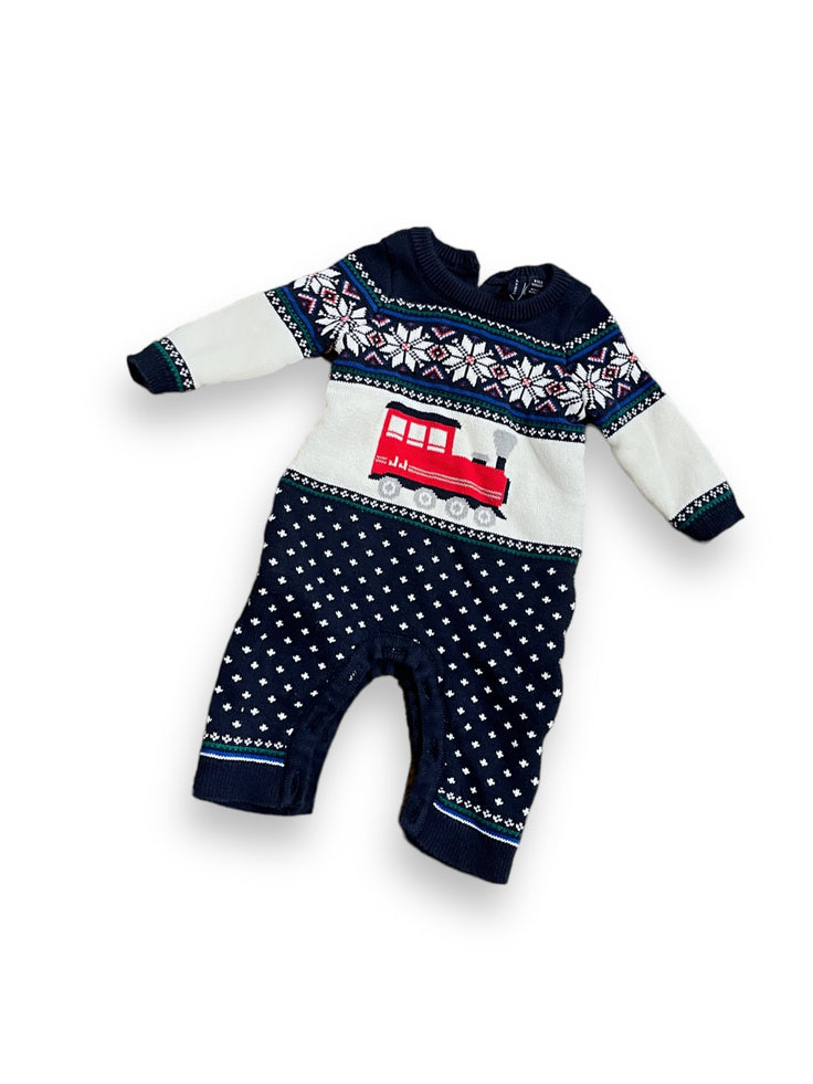 Size 0-3 month knit train romper Default Title / 0-3 month / Boy