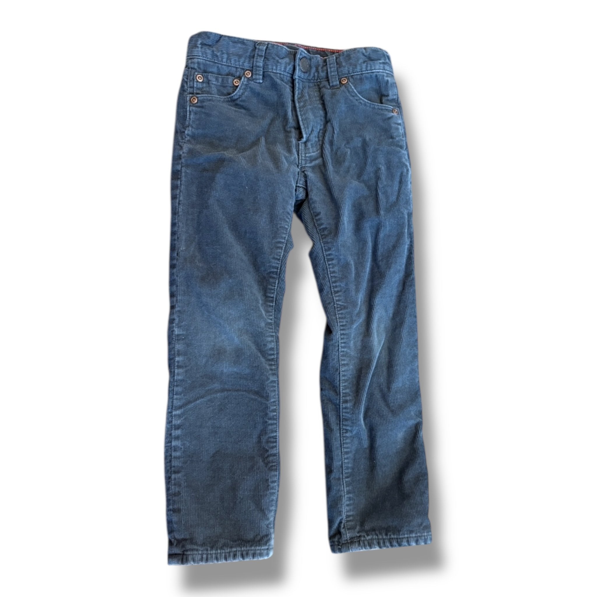Size 5 (slim) Crewcuts dark gray corduroy pants w/ gray/white cotton lining, adjustable waist Default Title / 5 / Boy