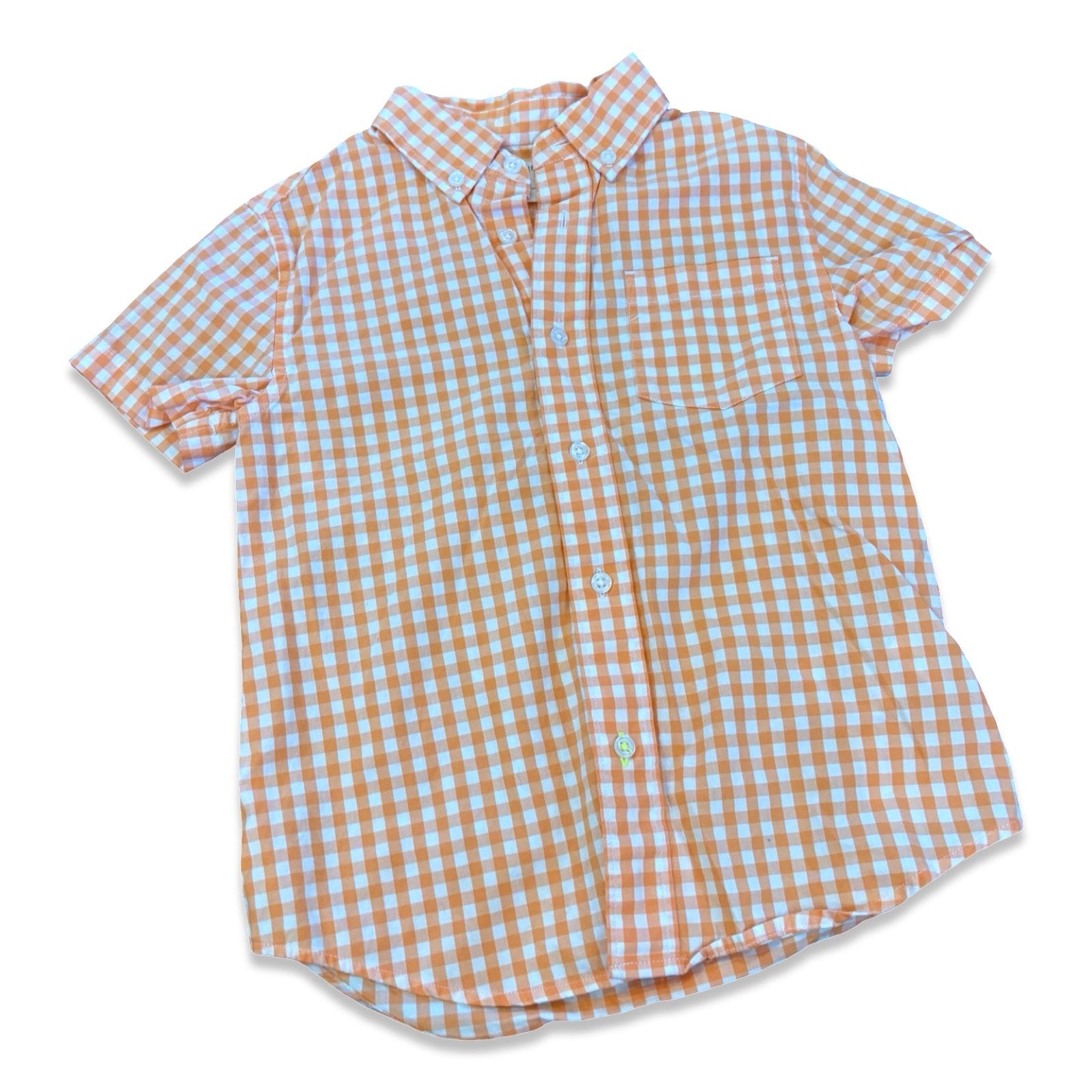 Size 4-5 Crewcuts orange/white check short sleeve button up Default Title / 5-Apr / Boy