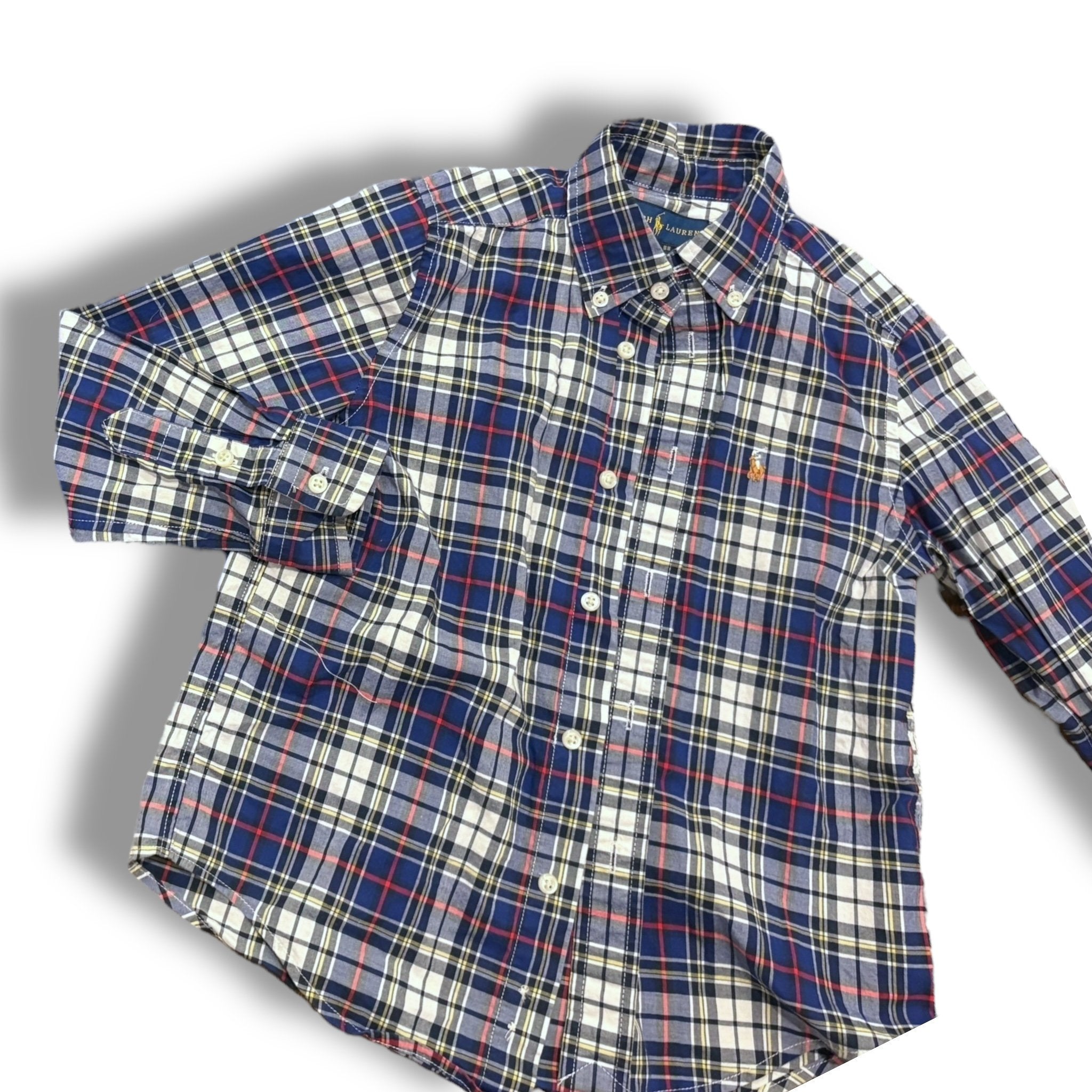 Size 5 Ralph Lauren blue, white, yellow and red plaid button down Default Title / 5 / Boy