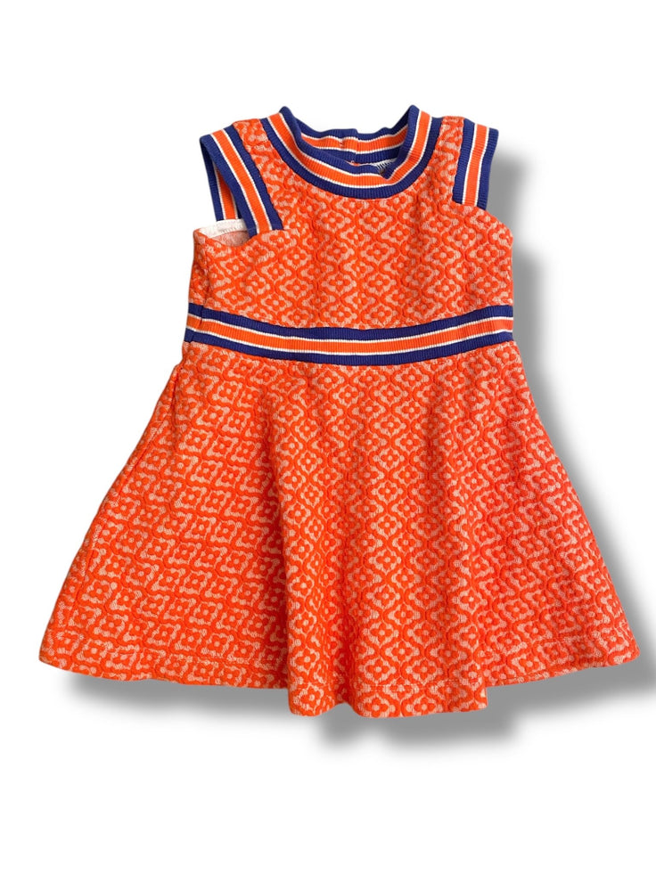 Size 6-12 month Janie and jack coral patterned dress with blue and red trim Default Title / 6-12 month / Girl