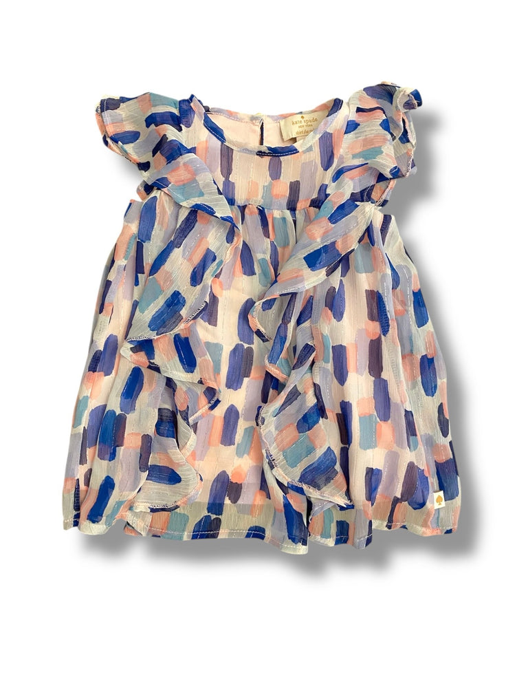 Size 12 month Kate Spade blue and pink chiffon dress with metallic threading Default Title / 12 / Girl