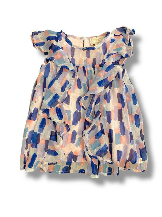 Size 12 month Kate Spade blue and pink chiffon dress with metallic threading Default Title / 12 / Girl