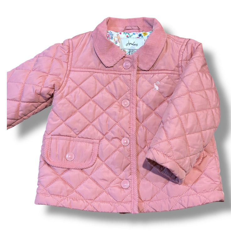Size 9-12 month Joules pink quilted jacket w/ corduroy collar Default Title / 9-12 month / Girl