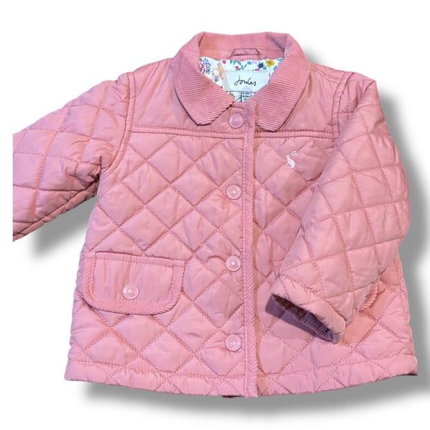 Size 9-12 month Joules pink quilted jacket w/ corduroy collar Default Title / 9-12 month / Girl