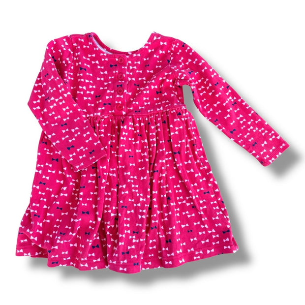 Size 4 Hanna Andersson red long sleeve dress with navy and pink bows Default Title / 4 / Girl