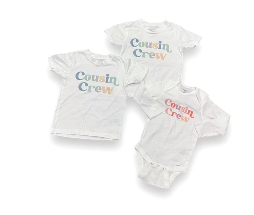 Set of cousin tees- blue both size 2, onesie 18m Default Title / 2 / -