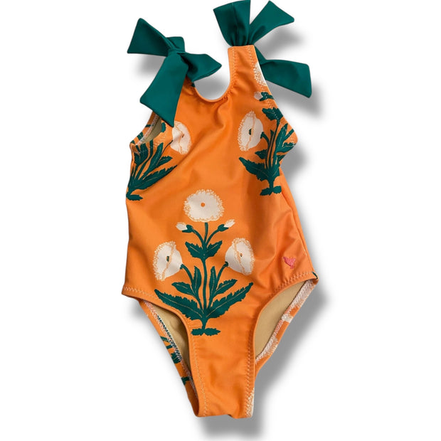 Size 3-6 month Pink Chicken orange floral suit with green ties Default Title / 3-6 month / Girl