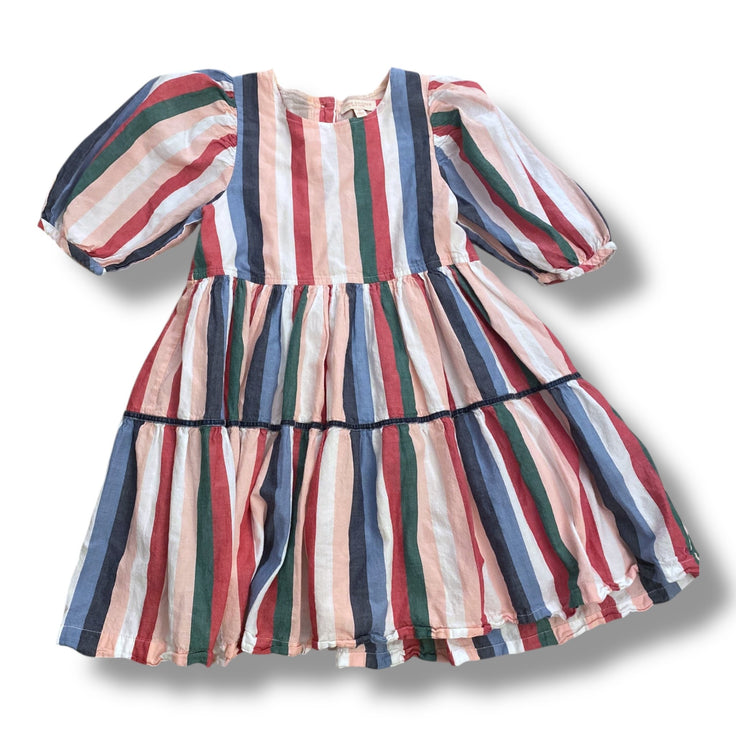Size 8 Pink Chicken pink/blue/green/red vertical striped dress, buttons down back Default Title / 8 / Girl