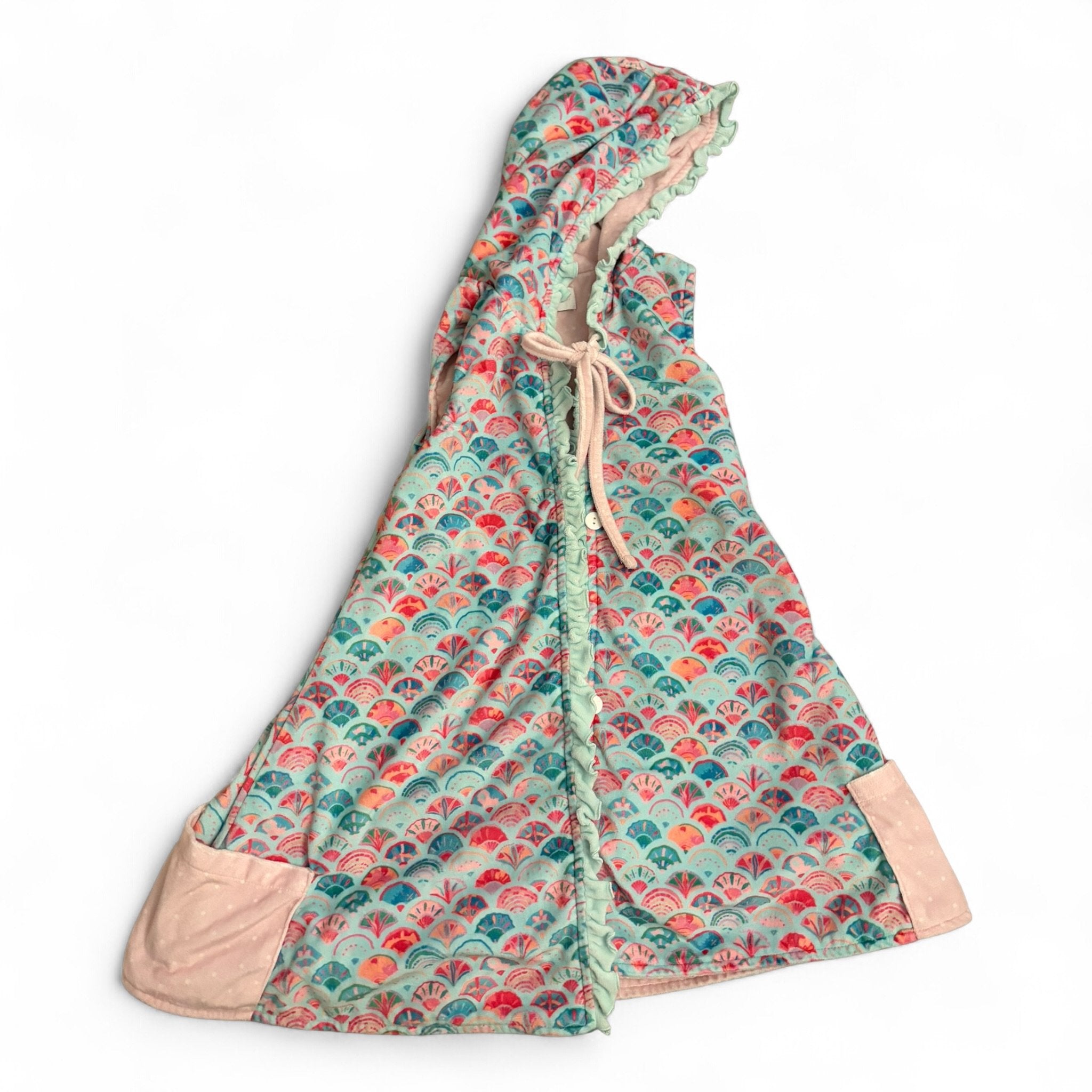 Size 8 Sweet Honey cardigan style hooded coverup with blue and pink fans Default Title / 8 / Girl
