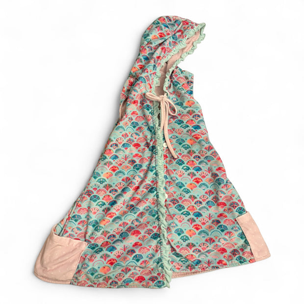 Size 8 Sweet Honey cardigan style hooded coverup with blue and pink fans Default Title / 8 / Girl