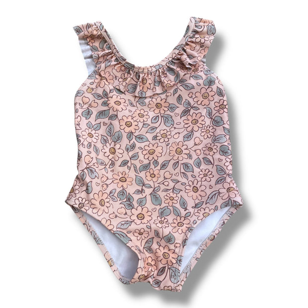 Size 12-18 month Rylee and Cru light pink floral one piece swimsuit Default Title / 12-18 month / Girl