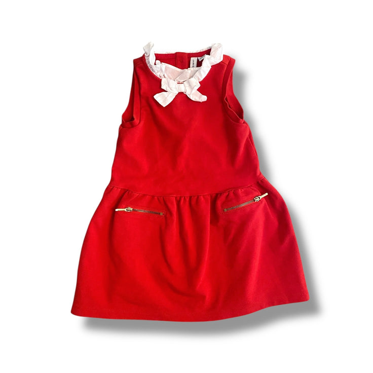 Size 7 Janie and Jack red tank dress with white collar and gold zipper detail on bottom Default Title / 7 / Girl
