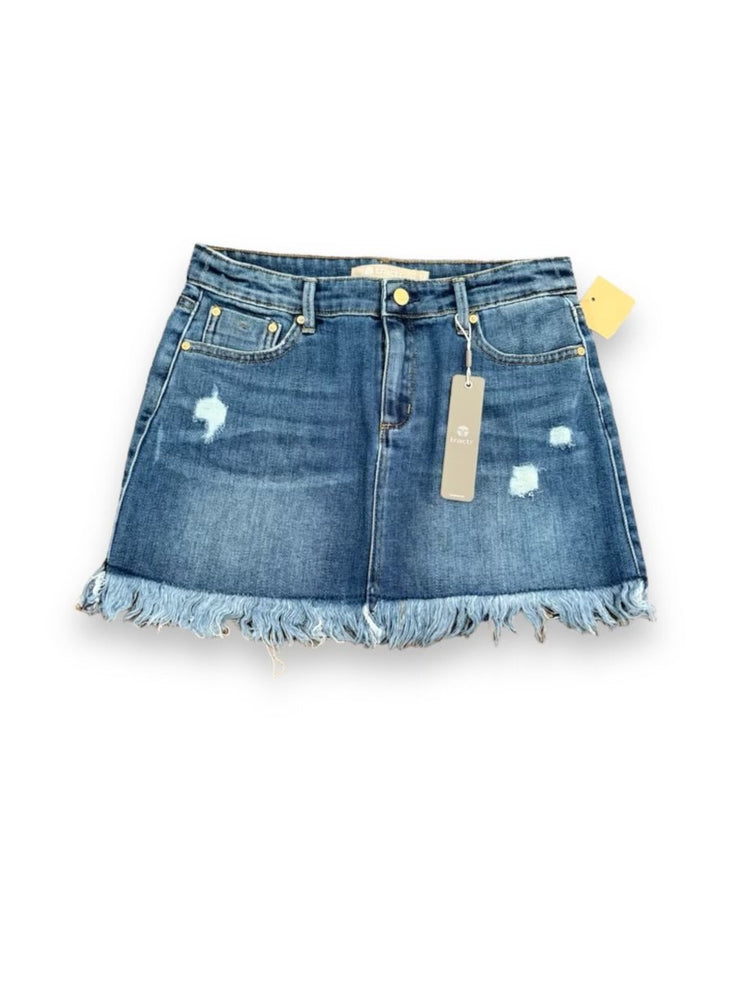 Size 14 Tractr NWT distressed and fringe denim skirt Default Title / 14 / Girl