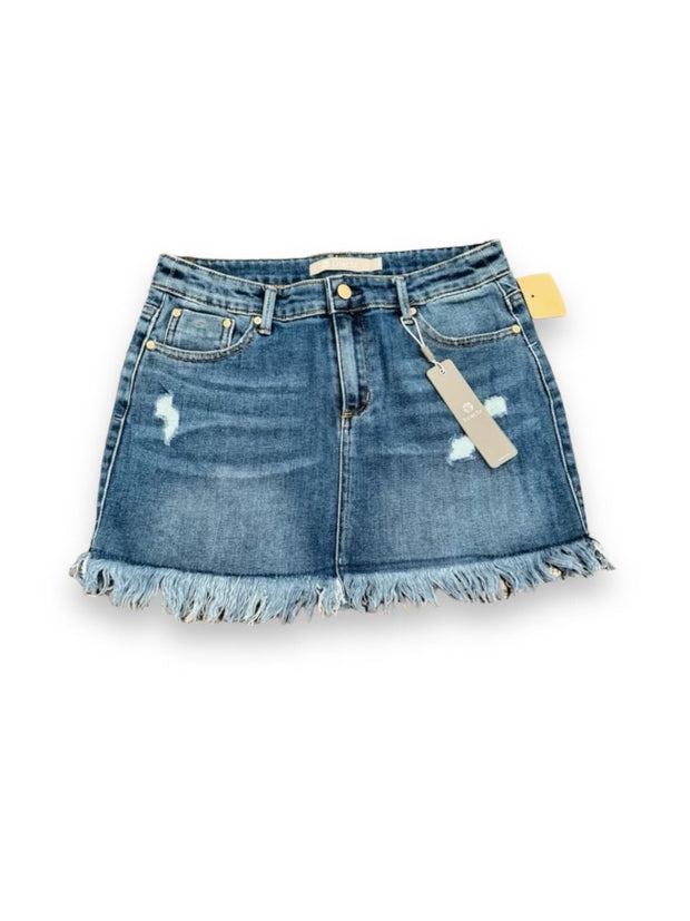 Size 14 Tractr NWT denim skirt with fringe distressing Default Title / 14 / Girl