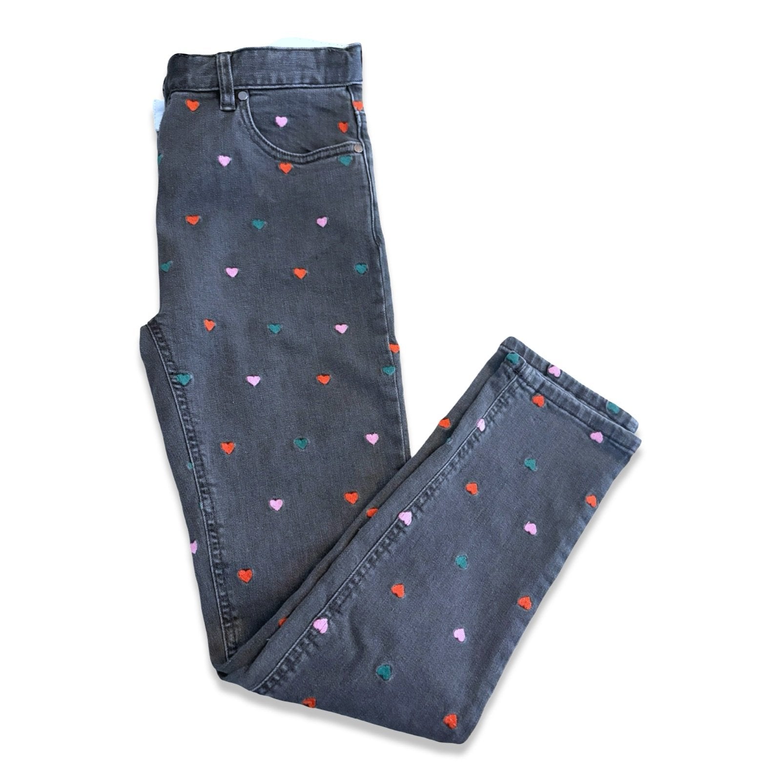 Size 12 Stella McCartney gray colorful heart denim - NWT Default Title / 12 / Girl
