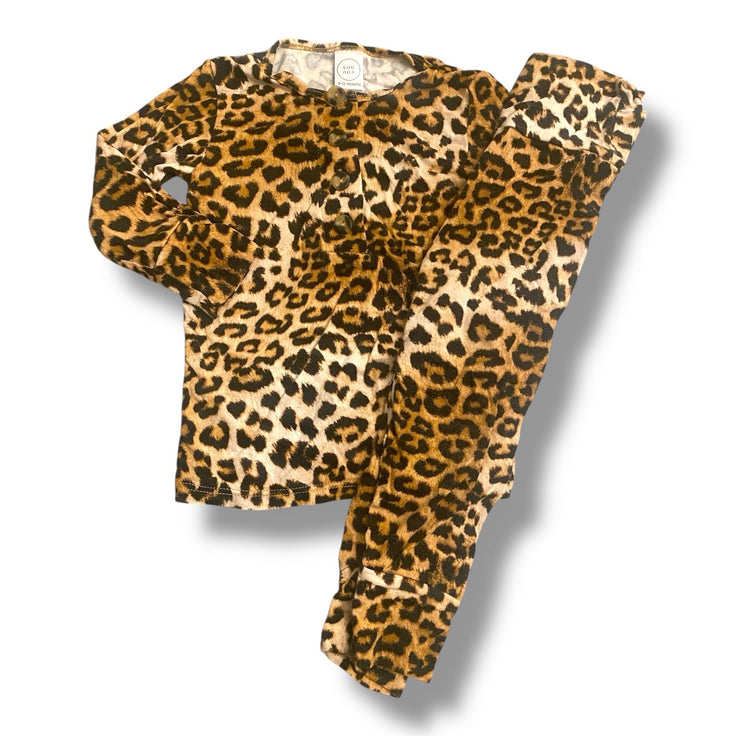 Size 6-12 month Lou and Lou leopard two piece long sleeve pajama set Default Title / 6-12 month / Girl