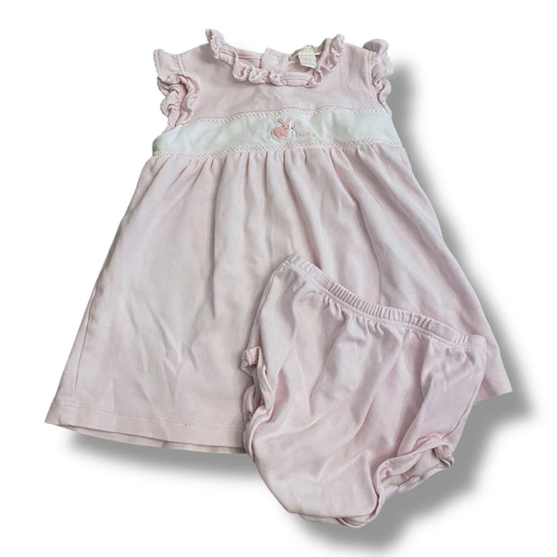 Size 6-9 month Kissy Kissy light pink tunic dress with bunnies + bloomers Default Title / 6-9 month / Girl