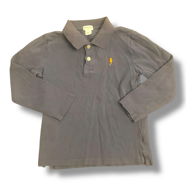 Size 6-7 Crewcuts long sleeve blue polo with orange lightning bolt Default Title / 7-Jun / Boy