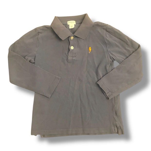 Size 6-7 Crewcuts long sleeve blue polo with orange lightning bolt Default Title / 7-Jun / Boy