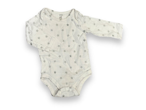 Size 6-9 month Aden white onesie with grey stars Default Title / 6-9 month / Girl