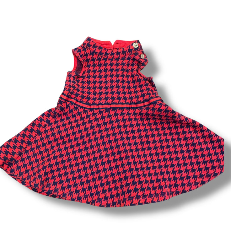 Size 12-18 month Janie and jack navy/red houndstooth dress with gold buttons on shoulers Default Title / 12-18 month / Girl